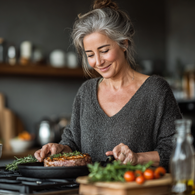 Възрастни хора готвят здравословна храна